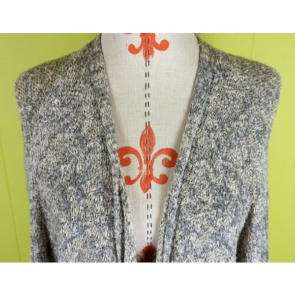 Nic & Zoe Women XL Designer Fringe Hi Lo Open Front  Knit Cardigan Sweater Beige - Picture 2 of 11